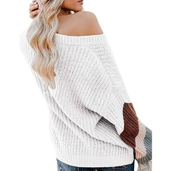 Oversized Boho Colorblock Over the Shoulder Knitted Sweater ~BNIP!! - Picture 2 of 5